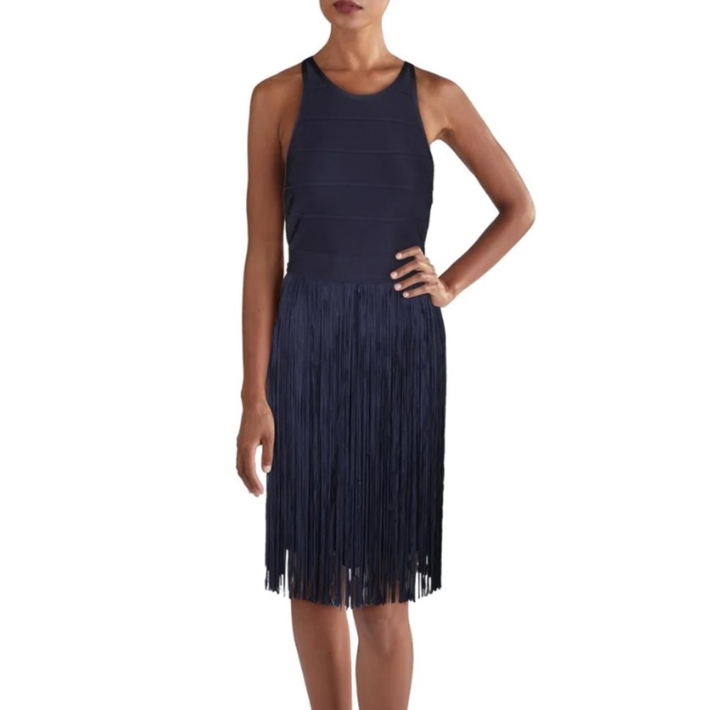 HERVE LEGER
WOMENS BODYCON FRINGE COCKTAIL DRESS SIZE SMALL
